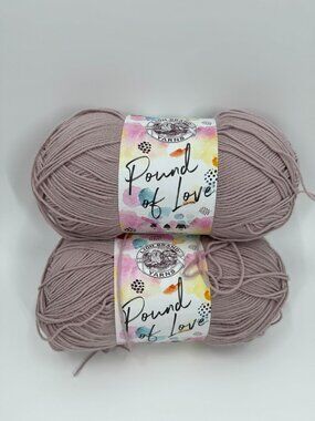 2 Skeins Lion Brand Yarn Pound of Love Quartz Weight 4 1020 yd 16 oz Color 141R